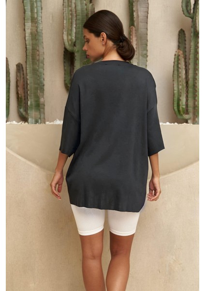 Lux Kadın Kısa Kollu Tişört Antrasit modelleri