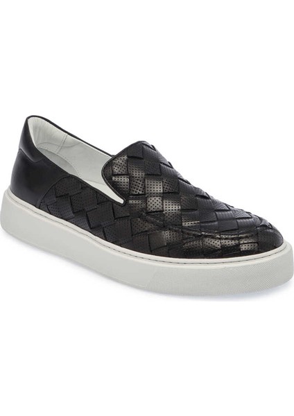 Siyah Hakiki Deri Erkek Sneaker - E24I1AY56701-C1U