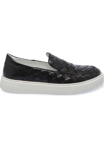 Siyah Hakiki Deri Erkek Sneaker - E24I1AY56701-C1U