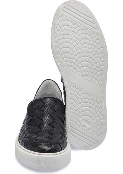 Siyah Hakiki Deri Erkek Sneaker - E24I1AY56701-C1U