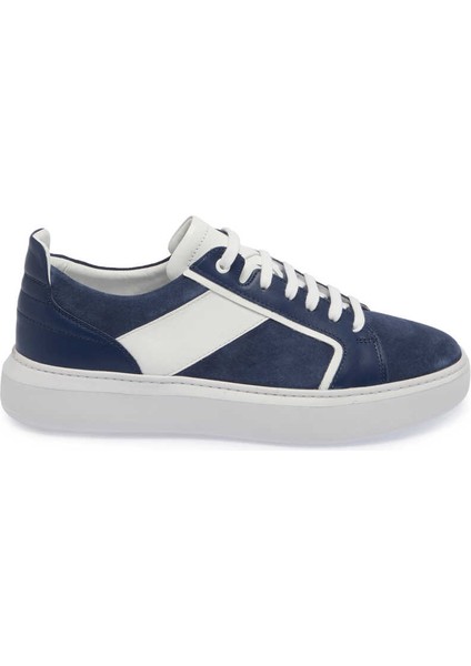 Lacivert Hakiki Süet Deri Erkek Sneaker - E24I1AY56817-D44
