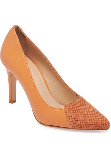 Turuncu Hakiki Deri Kadın Stiletto - K24I1AY67174-T6S