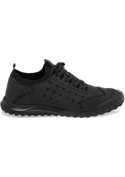 Siyah Hakiki Nubuk Deri Erkek Sneaker - E24I1AY56828-A64