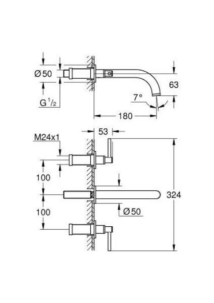 Atrio 3 Delikli Lavabo Bataryası 1/2" M-Boyut - 20662DC0