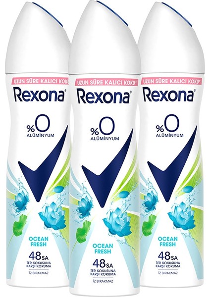 Kadın Sprey Deodorant Ocean Fresh %0 Alüminyum 150 ml x3
