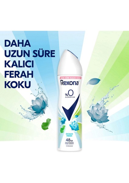 Kadın Sprey Deodorant Ocean Fresh %0 Alüminyum 150 ml x3