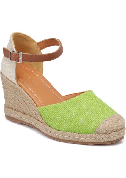 Yeşil Deri-Tekstil Kadın Espadril - K24Y1SN67417-D7P  Yeşil