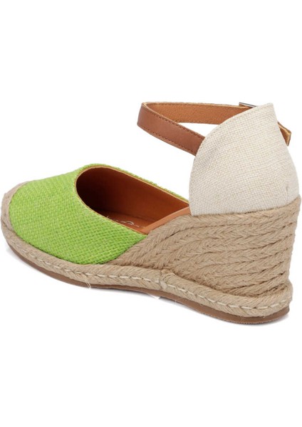 Yeşil Deri-Tekstil Kadın Espadril - K24Y1SN67417-D7P  Yeşil