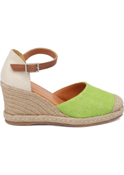 Yeşil Deri-Tekstil Kadın Espadril - K24Y1SN67417-D7P  Yeşil