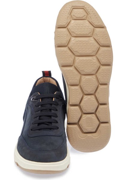Lacivert Hakiki Nubuk Deri Erkek Sneaker - E24I1AY56683-C39