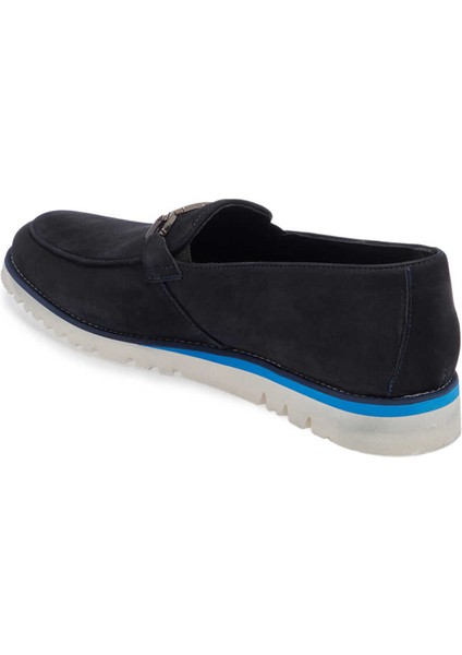 Lacivert Hakiki Nubuk Deri Erkek Loafer - E24I1AY56783-C39