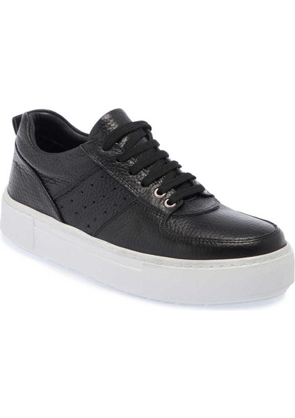 Siyah Hakiki Deri Kadın Sneaker - K24I1AY67103-A23