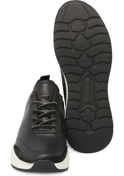 Siyah Hakiki Deri Erkek Sneaker - E24I1AY56618-A23