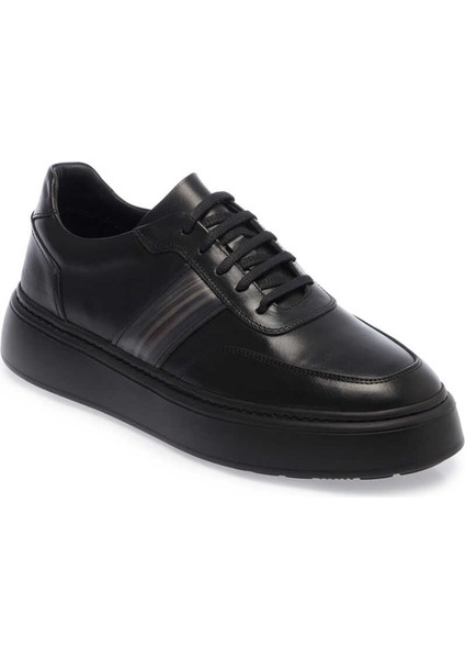 Siyah Hakiki Deri Erkek Sneaker - E24I1AY56722-A43
