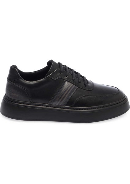 Siyah Hakiki Deri Erkek Sneaker - E24I1AY56722-A43