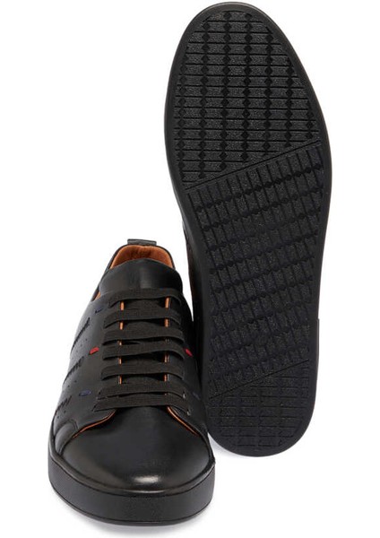 Siyah Hakiki Deri Erkek Sneaker - E24I1AY56635-A23