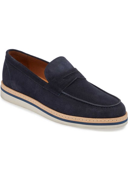 Lacivert Hakiki Süet Deri Erkek Loafer - E24I1AY56643-D44