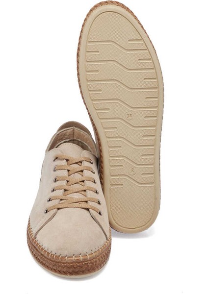 Bej Hakiki Süet Deri Kadın Espadril - K24I1AY67226-B79