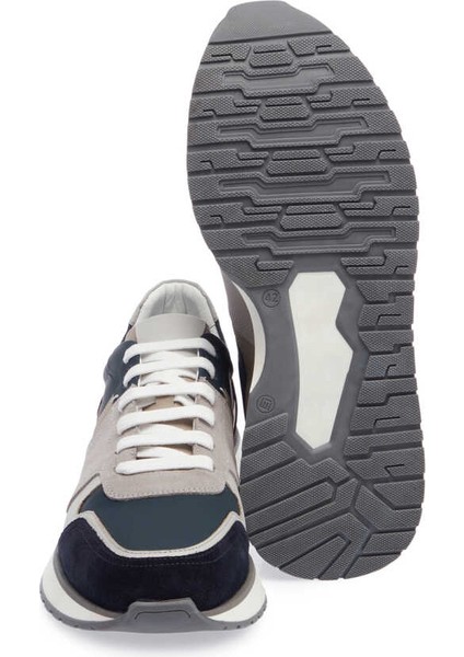 Lacivert Hakiki Deri Erkek Sneaker - E24I1AY56735-D44 fırsatları
