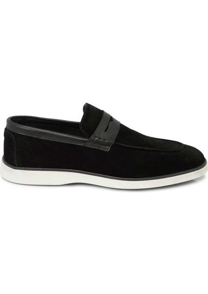 Siyah Hakiki Süet Deri Erkek Loafer - E24I1AY56749-A01