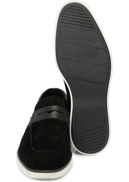 Siyah Hakiki Süet Deri Erkek Loafer - E24I1AY56749-A01