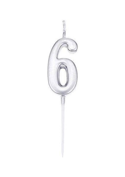6 Rakam Mum Gümüş