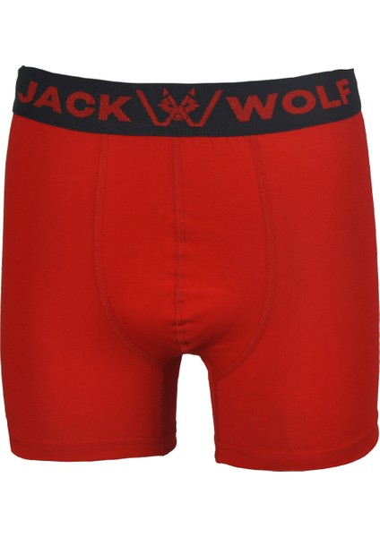 Jack Wolf Kırmızı 5'li Kutu Pamuklu Likralı Erkek Boxer