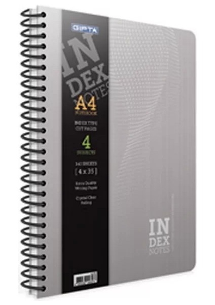 Index Spiralli Sert Kapak Defter 19X26 Çizgili 140 Yaprak (4623)