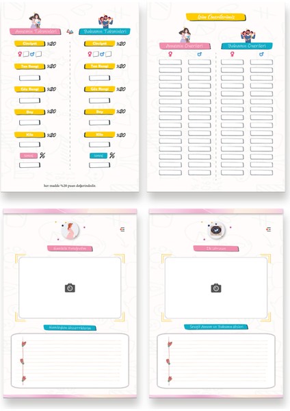 Doğum Öncesi Planlayıcım, Doğum Öncesi Alışveriş Listesi, Doğum Anı Defteri, Hamilelik