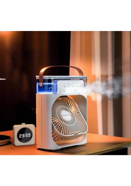 Masaüstü Taşınabilir Buzlu Vantilatör Su Soğutmalı LED Işıklı Soğutucu Fan Aır Cooler Fan