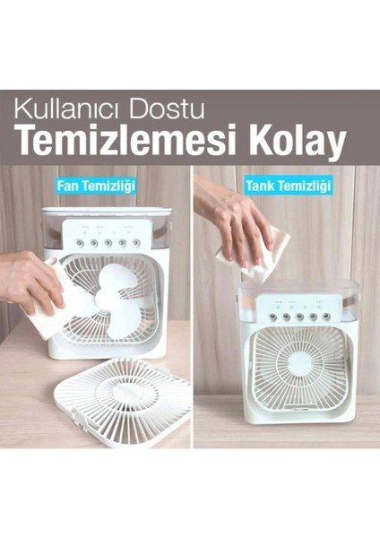 Masaüstü Taşınabilir Buzlu Vantilatör Su Soğutmalı LED Işıklı Soğutucu Fan Aır Cooler Fan