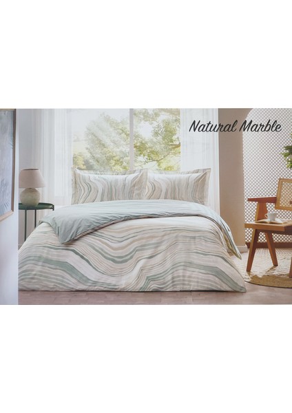 Mint Natural Marble Çift Kişilik Nevresim Takımı %100 Pamuk