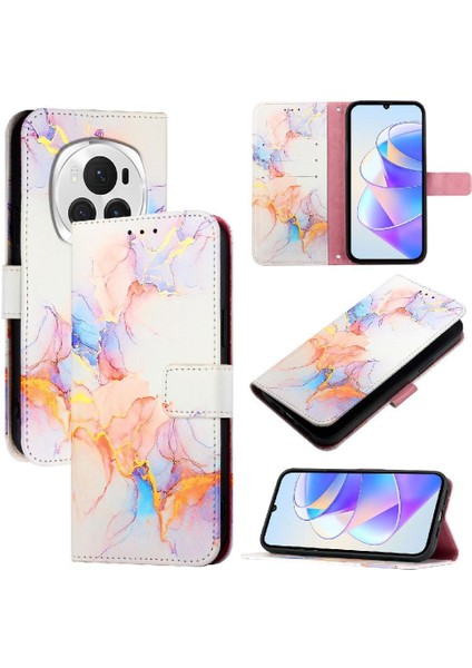 Onur Için Kılıf Sihirli 6 5g Mermer Desen Kickstand Pu Deri Cüzdan (Yurt Dışından)