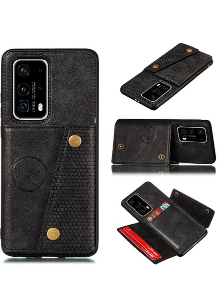 Cüzdan Kılıf Için Huawei P40 Buit Demir Kart Tutucu Cüzdan Kılıf Darbeye (Yurt Dışından)