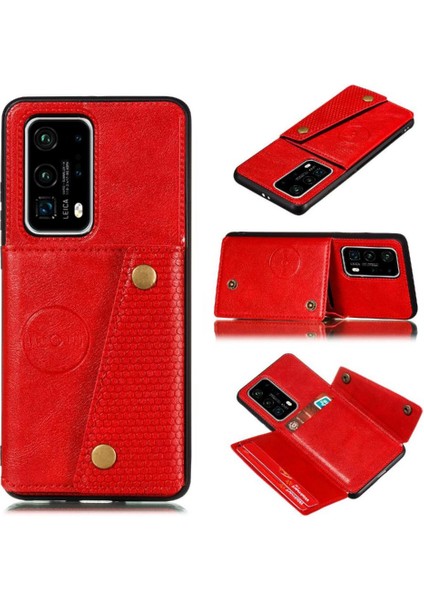 Cüzdan Kılıf Için Huawei P40 Buit Demir Kart Tutucu Cüzdan Kılıf Darbeye (Yurt Dışından)