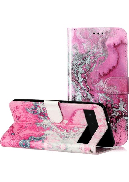 Google Piksel 6 Tam Koruma Için Flip Case Mermer Desen Manyetik Pu (Yurt Dışından)