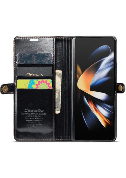 Samsung Galaxy Z Için Flip Case Fold 3 5g Kart Tutucu Retro Cüzdan Kapak (Yurt Dışından)