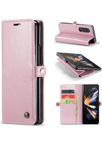 Samsung Galaxy Z Için Flip Case Fold 4 5g Çılgın At Pu Deri Retro (Yurt Dışından)