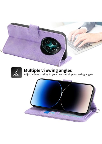 Realme 12 Artı Bileklik Çoklu Kredi Kartı Yuvaları Için Flip Case Kabartmalı (Yurt Dışından)