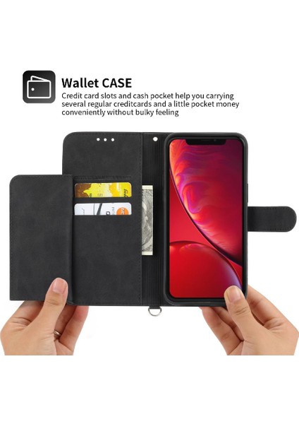 Iphone 11 Için Flip Case Xr Kabartmalı Çoklu Kredi Kartı Yuvaları Bileklik (Yurt Dışından)