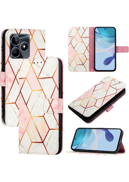 Realme Narzo N53 4g Cüzdan Mermer Desen Kickstand Pu Deri Için Kılıf (Yurt Dışından)