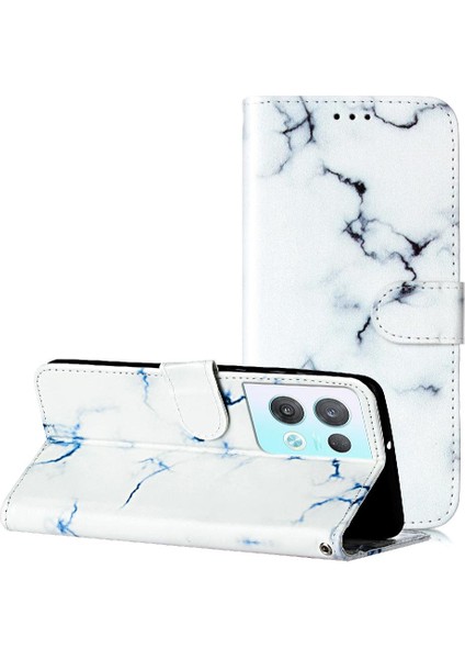 Oppo Oppo 8 Pro 5g Için Flip Case Tam Koruma Kartı Yuvaları Tutucu Mermer (Yurt Dışından)