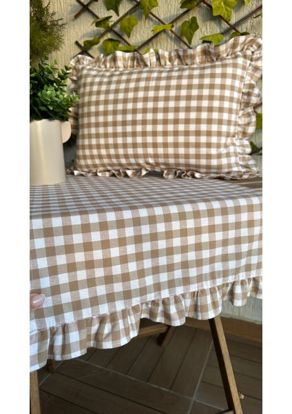 Vintage Keten Bej Pötikare Fırfırlı Runner modelleri