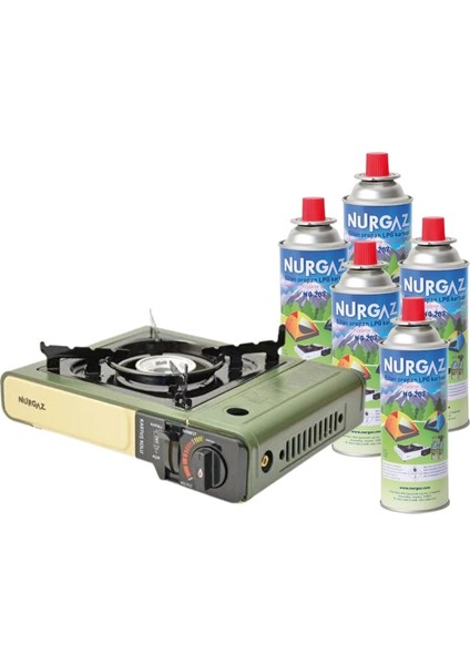 Portatif Kamp Ocağı Ng 501 + Özel Taşıma Çantası + 5 Adet 220GR Ocak Kartuşu