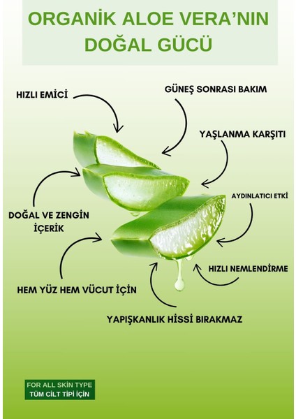 Aloe Vera Jel Güneş Sonrası Bakım, Nemlendirici, Ferahlatıcı, Yatıştırıcı 200 ml