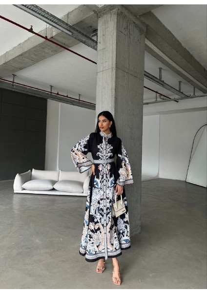 Atlas Kumaş Elbise&dantel Detaylı (Kemer Dahildir) - Siyah modelleri