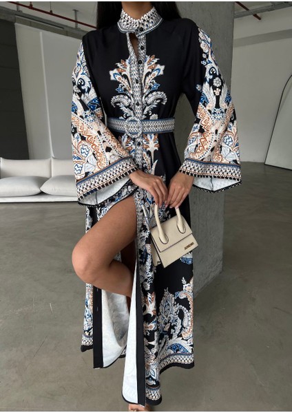 Atlas Kumaş Elbise&dantel Detaylı (Kemer Dahildir) - Siyah fırsatları