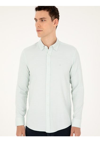 Erkek Yeşil Slim Fit Uzun Kollu Gömlek 50291042-VR016 modelleri