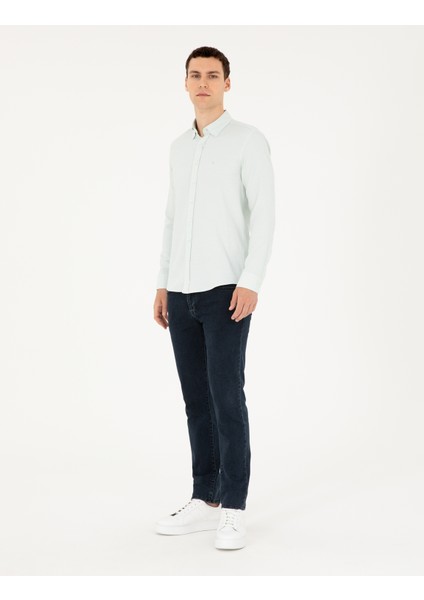 Erkek Yeşil Slim Fit Uzun Kollu Gömlek 50291042-VR016 fırsatları