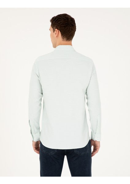 Erkek Yeşil Slim Fit Uzun Kollu Gömlek 50291042-VR016 indirimleri